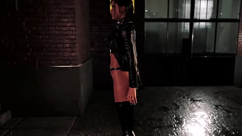 Young prostitute ellie williams lures customers by dancing in the rain