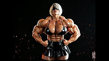 2b gets to be a muscle monster in this female muscle growth video