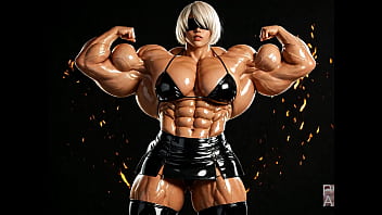 2b gets to be a muscle monster in this female muscle growth video