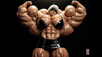 2b gets to be a muscle monster in this female muscle growth video 2b gets to be a muscle monster in this female muscle growth video