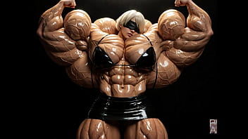 2b gets to be a muscle monster in this female muscle growth video