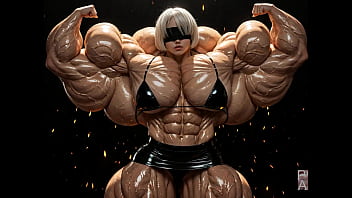 2b gets to be a muscle monster in this female muscle growth video