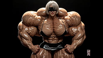 2b gets to be a muscle monster in this female muscle growth video