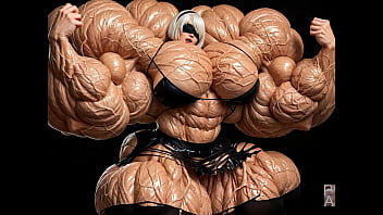 2b gets to be a muscle monster in this female muscle growth video