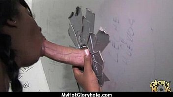 Natural cute black teen tries out gloryhole 13