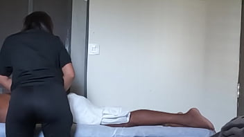 Spa girl massaging boy