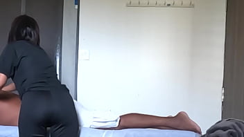 Spa girl massaging boy