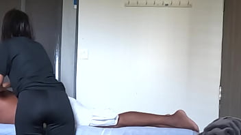 Spa girl massaging boy