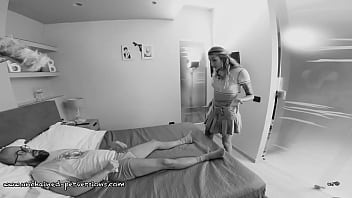 Femdom stepsis ignore jerking off cock