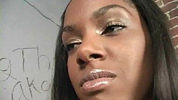 Natural cute black teen tries out gloryhole 30