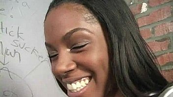 Natural cute black teen tries out gloryhole 30