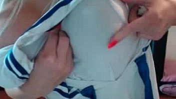 Busty blonde babe live on webcam