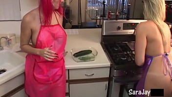Lesbian sex in the kitchen sara & raven black's hot clip