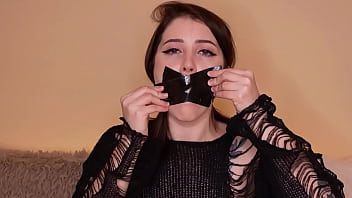 Duck tape and gag ball masturbation