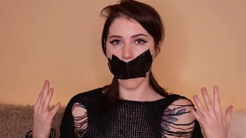 Duck tape and gag ball masturbation