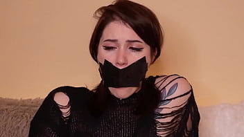 Duck tape and gag ball masturbation