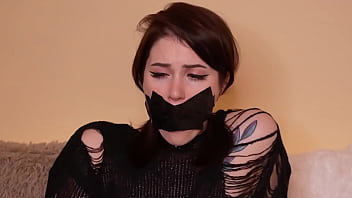 Duck tape and gag ball masturbation