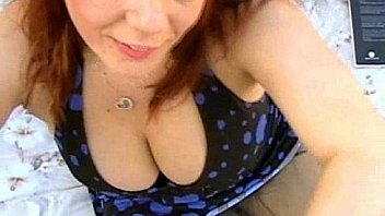 Busty redhead slut sucks husbands cock as he films it