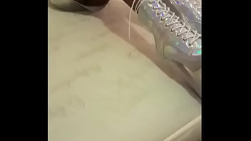 Total silver and fishnet pantyhosei am wearing beautiful ankle boots with very high heels silver black fishnet pantyho