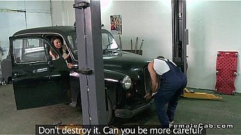 Auto mechanic fucks busty female cab driver