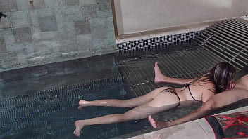 I secretly filmed my step sister fucking a friend in the pool