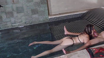 I secretly filmed my step sister fucking a friend in the pool
