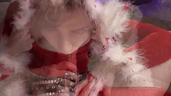 Man hard rough fucks horny elf after hot blowjob on christmas and cumshot ots820