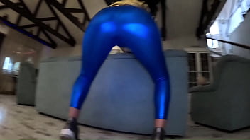 Shiny cameltoe tease hard spanking deep blowjobs & rough doggy with double cumshot 302