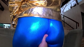 Shiny cameltoe tease hard spanking deep blowjobs & rough doggy with double cumshot 302