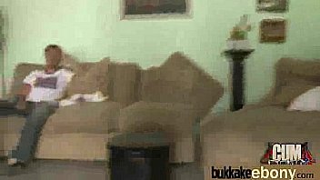 Hot ebony chick in interracial gangbang 5