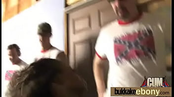 Several white dicks on a sexy ebony cutie 10