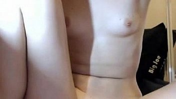 Blondie rides a dildo in her asshole on webcam