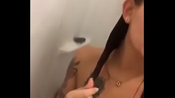 Young girlfriend showering before comes home