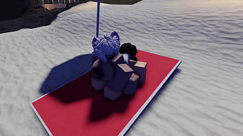 Roblox whore seen naked in a beach and gets fucked~