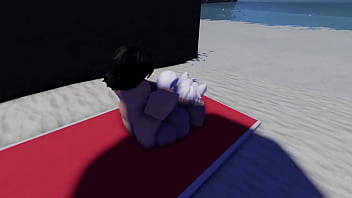 Roblox whore seen naked in a beach and gets fucked~