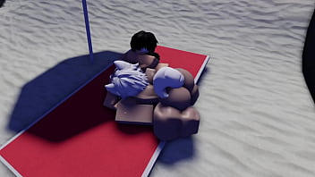 Roblox whore seen naked in a beach and gets fucked~