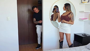 Surprised my stepsis with cock she almost caught me smelling her panties