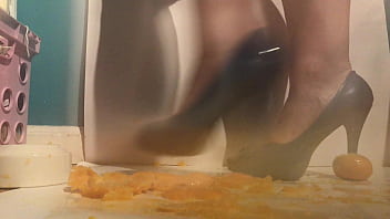 Sexy girl with lovely feet tramples sploshes her cookies