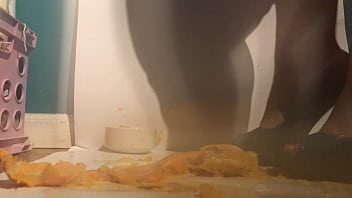 Sexy girl with lovely feet tramples sploshes her cookies