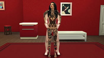 Girl with tattoo has intense sex