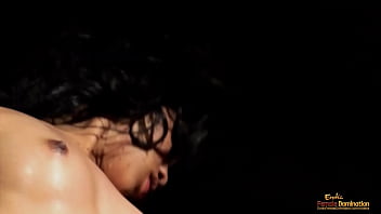 Asian babe in fishnet stockings gets cum on her small tits after a good shagging