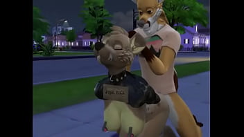 Furry public gangbang