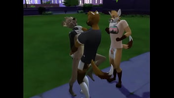 Furry public gangbang