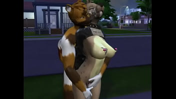 Furry public gangbang