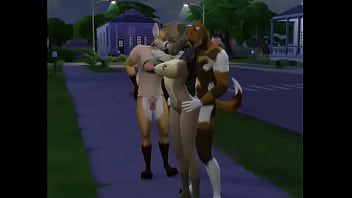 Furry public gangbang