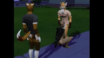 Furry public gangbang