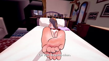 Kirito sao lompasa bien con los pies de sus amantes