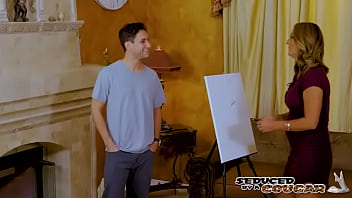 A wild sexy cougar artist proves creativity in riding a cock A wild sexy cougar artist proves creativity in riding a cock