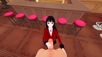 Yumeko gives a handjob to a orange guy