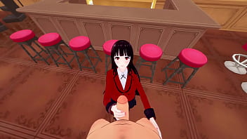 Yumeko gives a handjob to a orange guy
